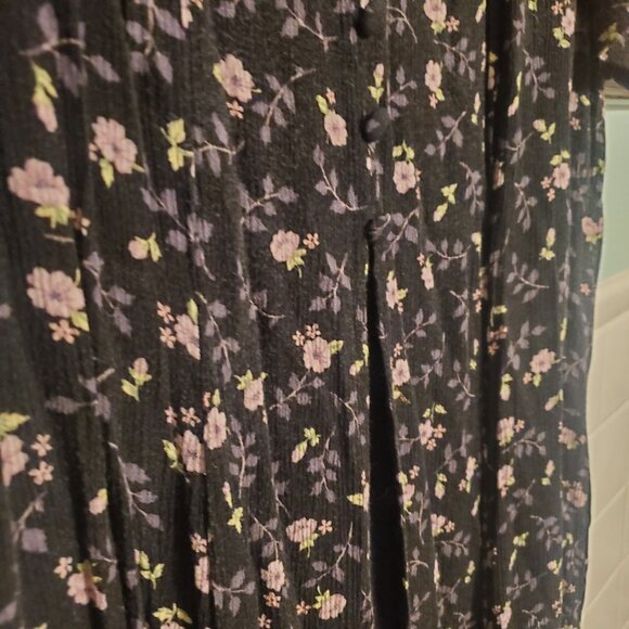 Vintage 90s Indie Grunge Whimsigoth Micro Floral Black Purple Maxi Dress - Picture 10 of 11